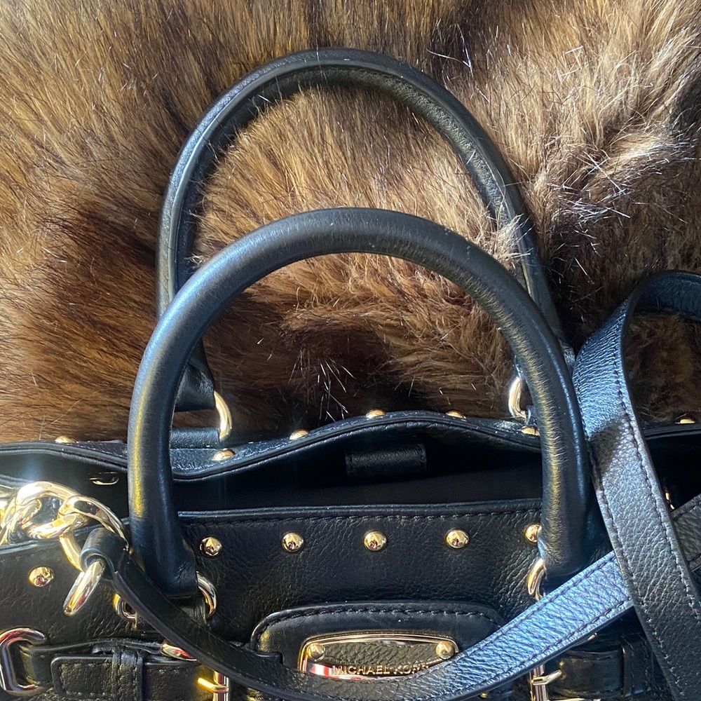 Michael Kors Black Satchel with Gold Accents - Picture 3 of 5